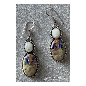 Sodalite and Moonstone Gemstone Earrings